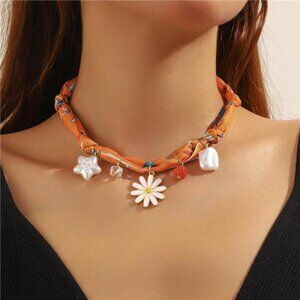 Silk Satin Scarf Necklace | Elegant Charm Choker for Women, Versatile Jewelry